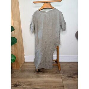 Last Lady Linen Asymmetrical Raw Edge Tunic Dress